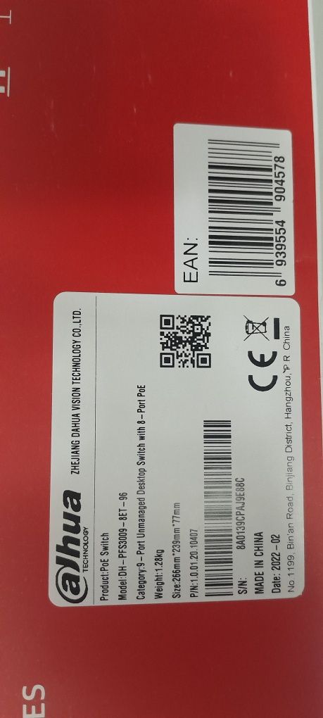 Комутатор Dahua 8 портовый. DH -PFS 3009 -8 EF 96.