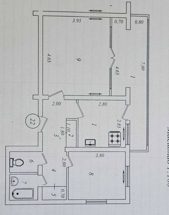 Срочно! Квартира на Бобура 2/9/9 общ пл 60м ор-р кафе Ариана