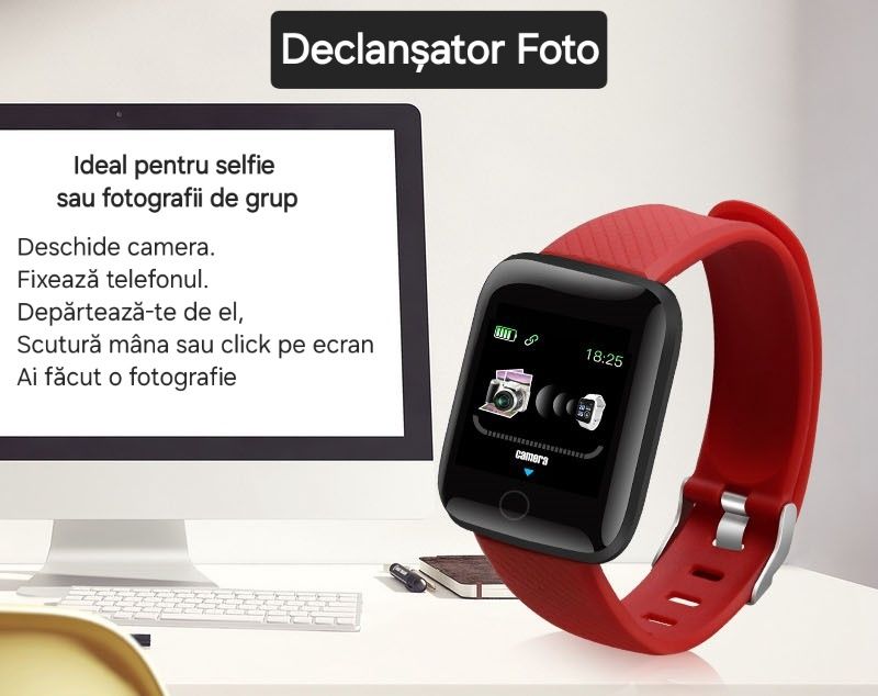 Ceas Smart Apel/Mesaj. Puls/Tensiune. Sport: Distanțe/Calorii. Foto.
