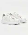 Pantofi sport din piele cu imprimeu logo, Karl Lagerfeld Alb