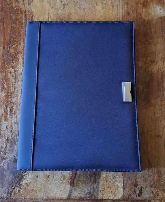 папка луксозна за документи кожена синя Марксман Marksman Размер А4