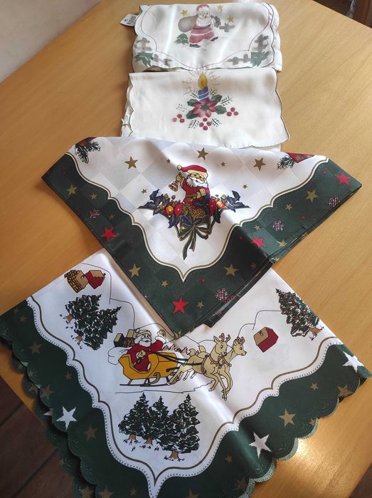 Нови красиви коледни покривки, 75/75 см 70/70 см, тишлайфери 80/35 см