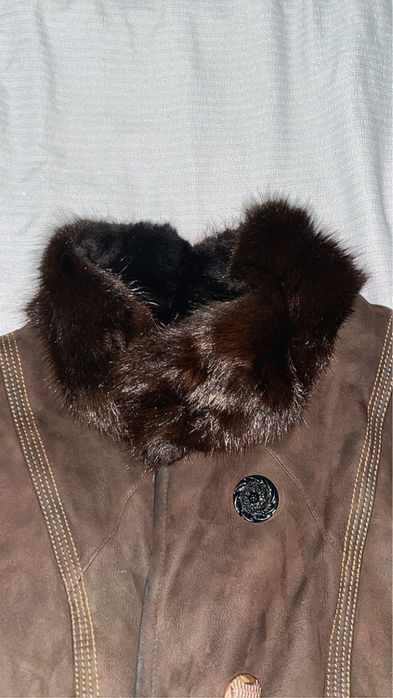 Дулёнка воротник стойкии натуральная норка во внутри натуральный ягнен