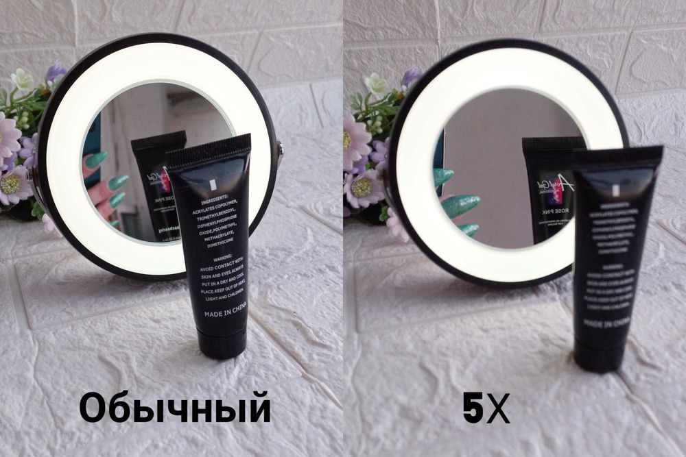 Зеркало настольное двухстороннее, увеличивающее, с подсветкой. Новое