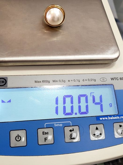 Inel din aur galben de 14K cu perlă naturală – mărimea 57 / 10,04 g