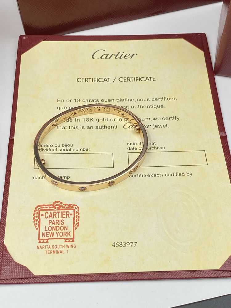 Brățară Cartier Love - unisex - 10 Diamonds 16 Rose Gold 750 Full Box