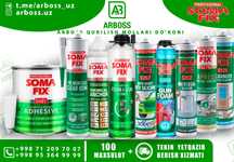 Soma fix silikon, montajniy pena, germetika. Герметики и Гранит клеи