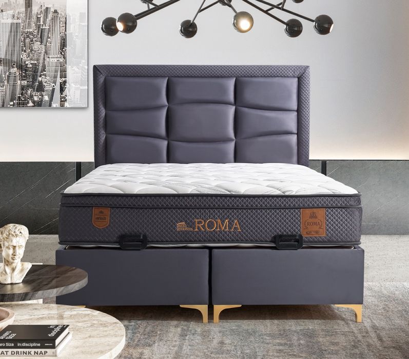 Тапицирано легло Roma Uyku Dunyasi Сив Диамант