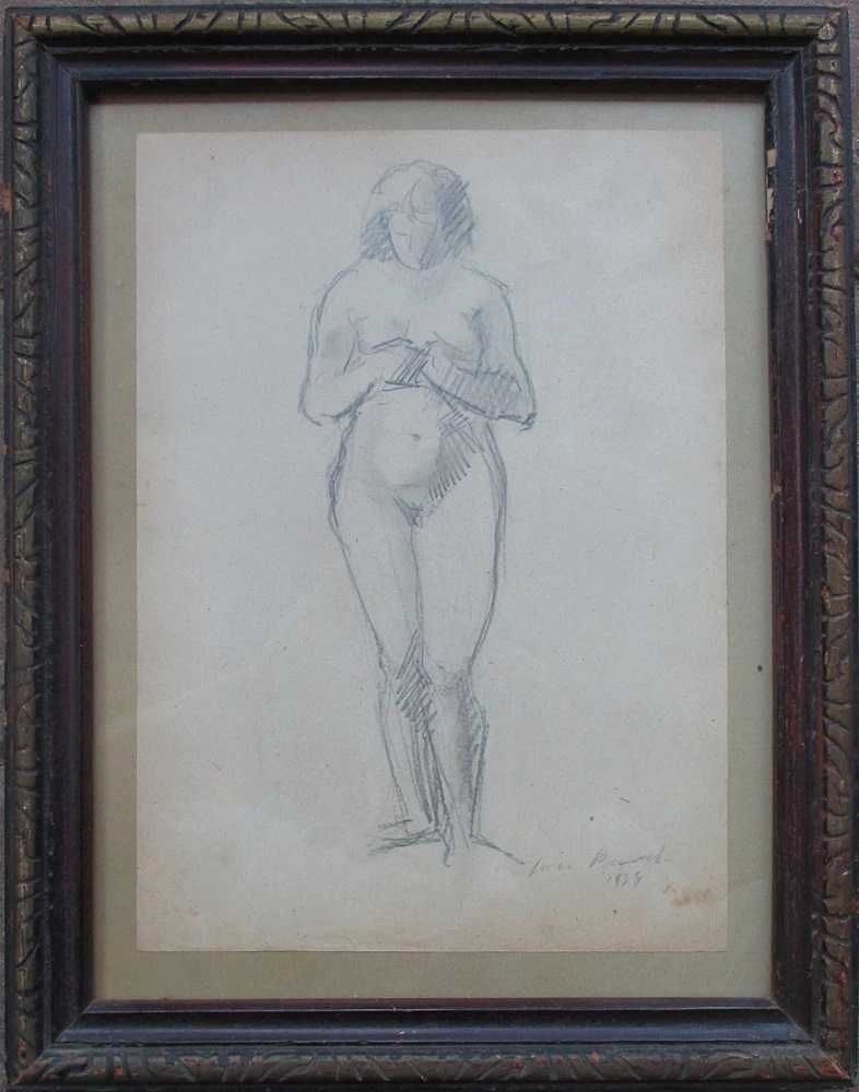 Jan Bauch, Cărbune pe carton, Semnat, Datat 1934 Dim. 30 x 38  cm