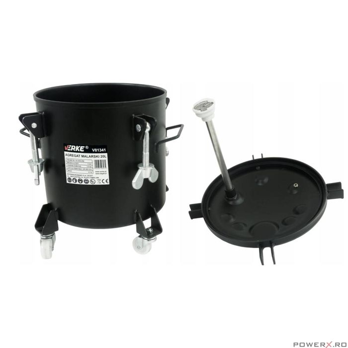 Pistol de vopsit pneumatic cu vas sub presiune separat de 10 litri,