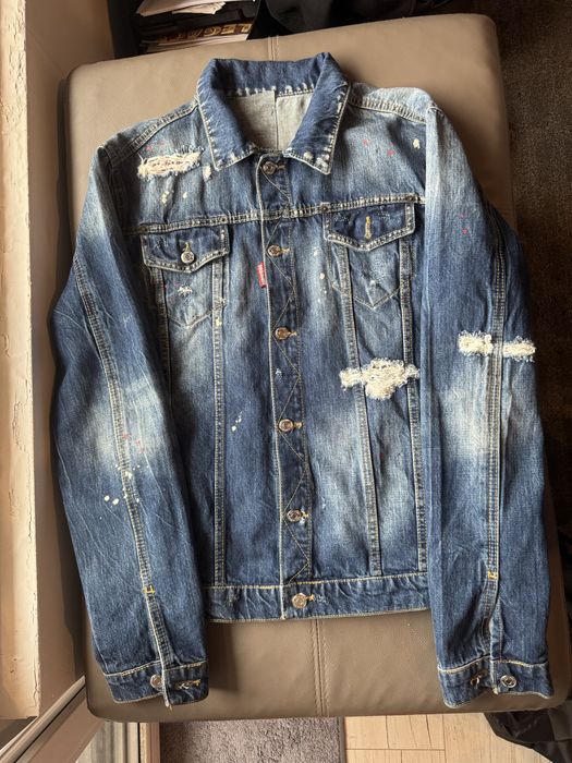 DSQUARED Dan — Painted Classic-Collar Denim Jacket