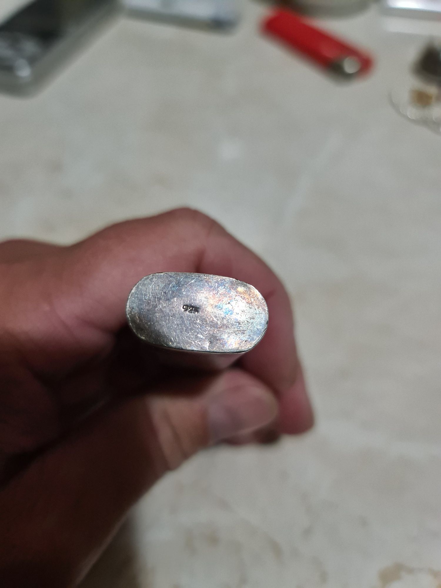 Superba carcasa etui bricheta argint 950 Peru ,zeu,stare foarte buna