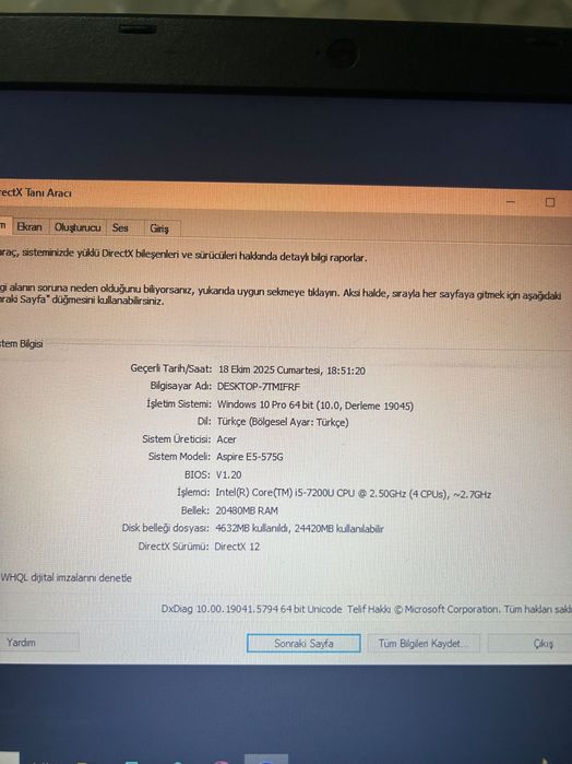 Acer Aspire E5-575G