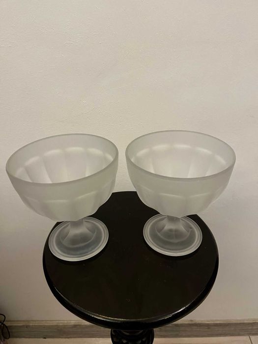 Set doua cupe cristal bizonat germania mari vechi bibelouri bibelou