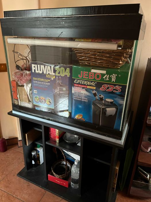 Acvariu 210 litri din geam cristal de 10 mm, cu capac adaptat