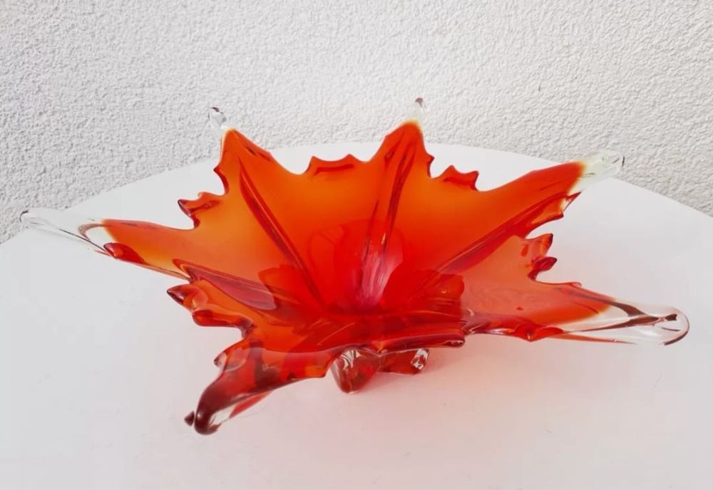 Антикварна ръчно изработена кристална стъклена купа Мурано авторска