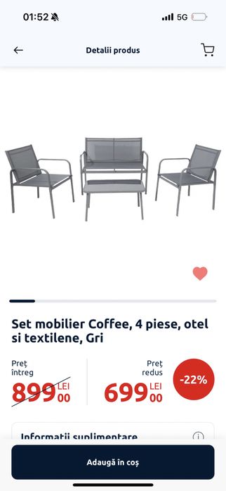 Vand schimb set canapea 2 scaune si masa metal sticla nou sigilat