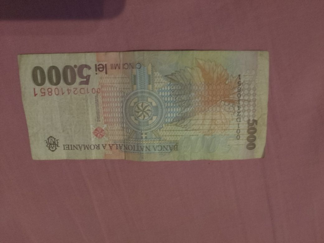 Vând bancnota 5000 lei veche