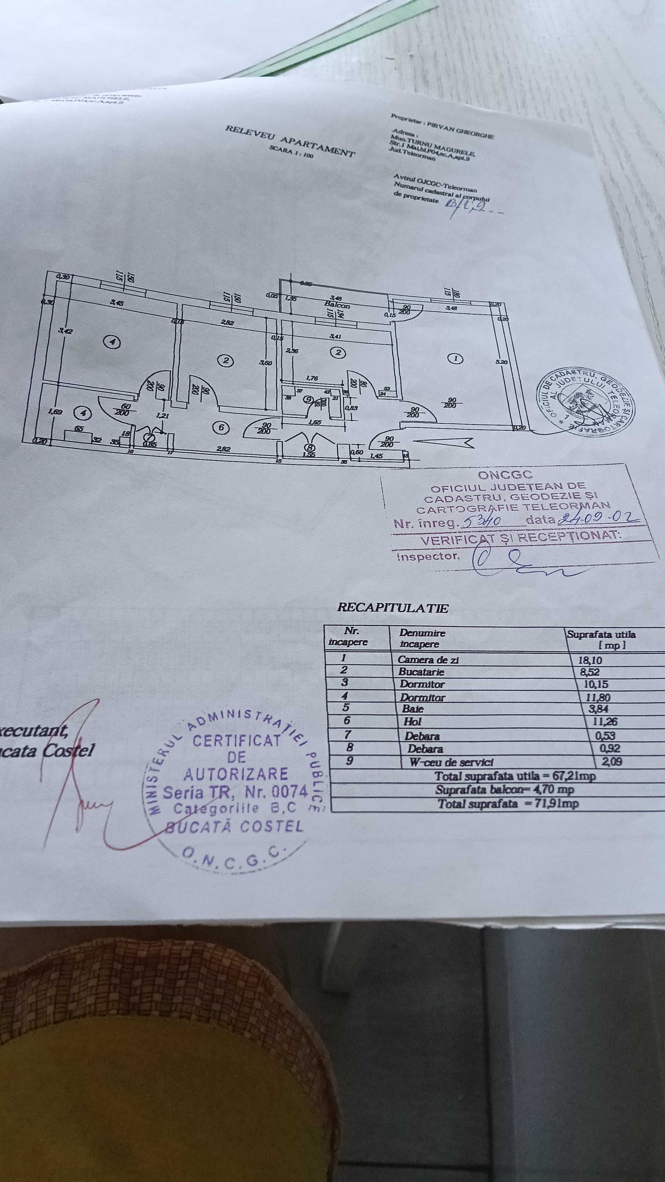 Apatrament de vinzare 3 camere et 2.