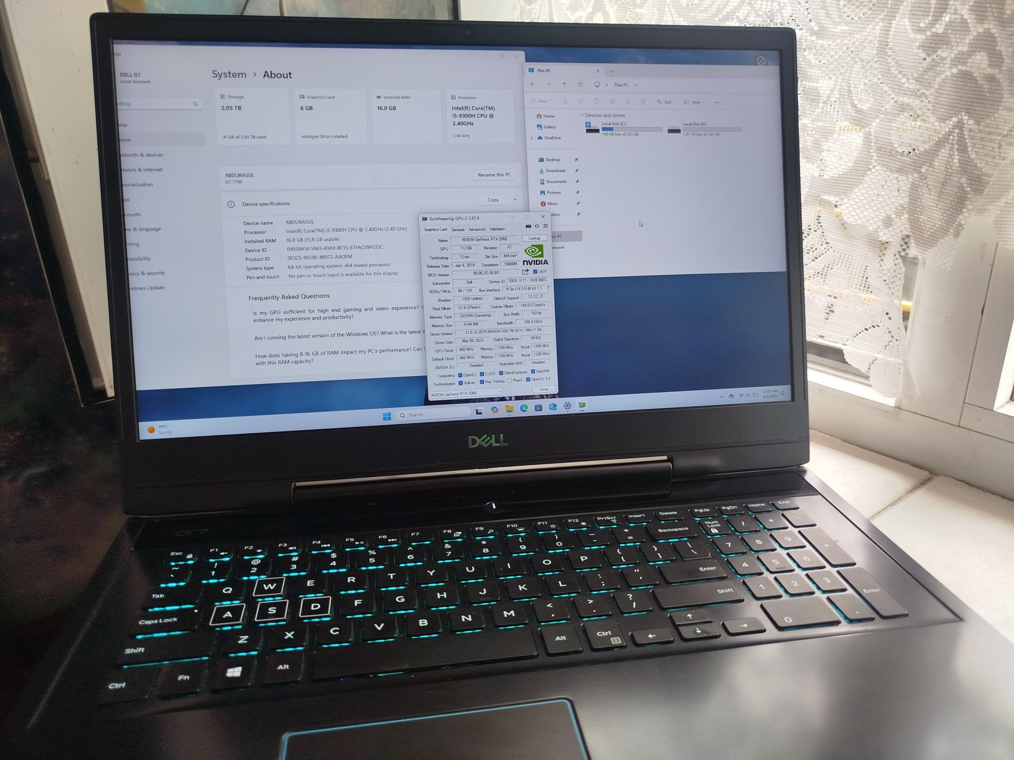 "Dell G7 7790 (RTX 2060, 16GB RAM) - O‘yinlar uchun zo‘r! $500"