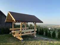 Foisor rustic/ masa cu acoperis  din lemn rotud