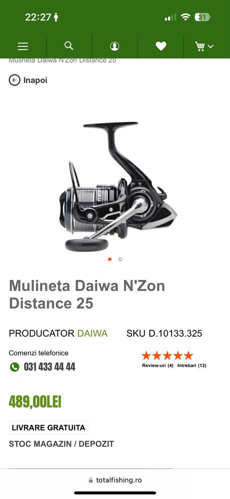 Daiwa n’zon 25 distance +tambur rezerva