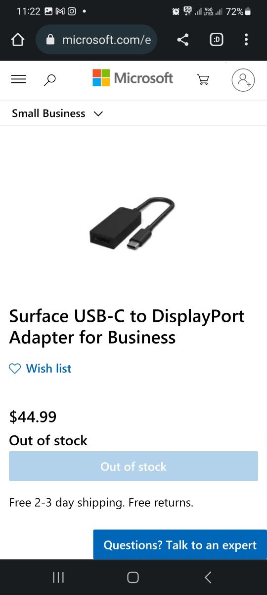 Surface USB-C to DisplayPort Adapter for Business