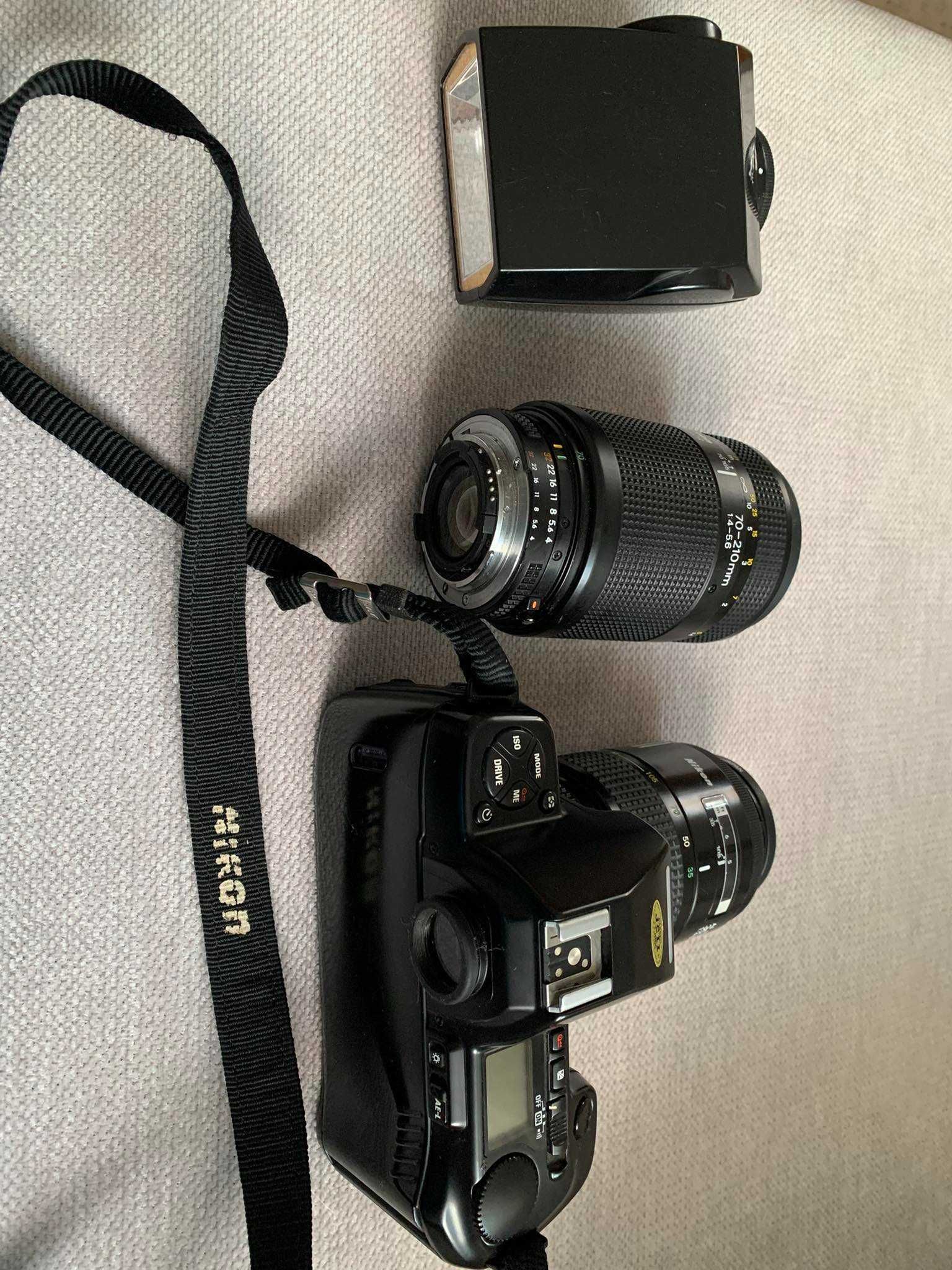 Фотоапарат Nikon F-801, два обектива, светкавица - супер цена