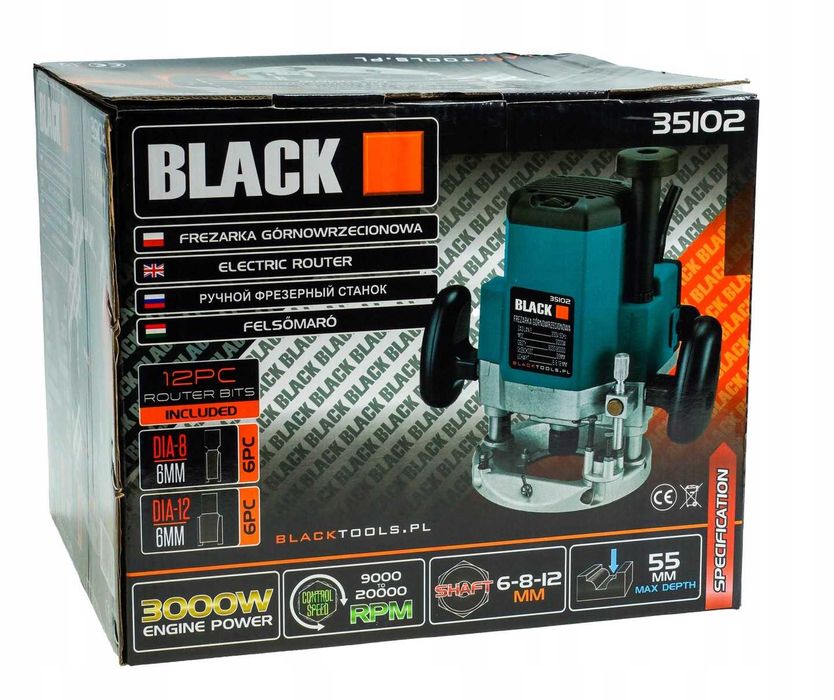 Masina frezat 3000W 6-8-12mm + 12 freze aparat freza electrica (35102)