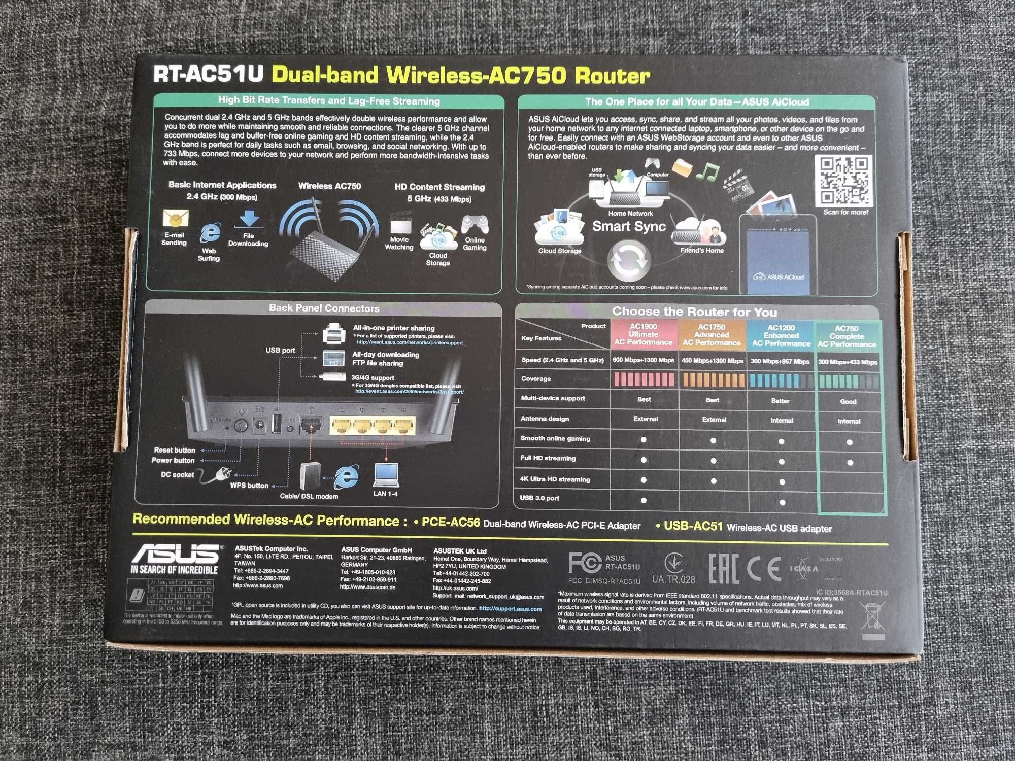 Рутер ASUS RT-AC51U /750AC Dual-band, WI-FI 5