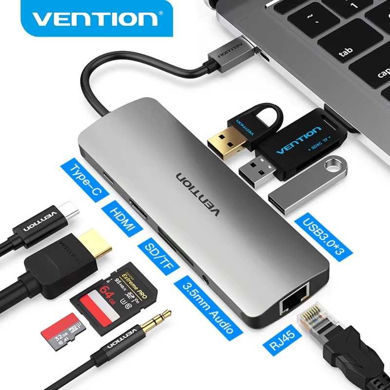 Срочно! Хаб Vention USB-C HUB Type C HUB to Thunderbolt 3 HDMI RJ45