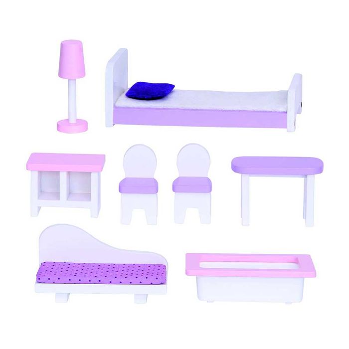 Дървена къща за кукли с обзавеждане детски къщи, дървени къщички кукли