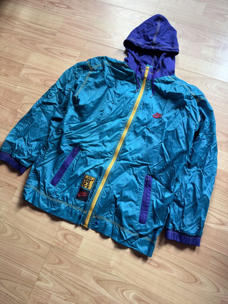 Jacket geaca jachetă windbreaker cu gluga Nike Vintage poliester nylon