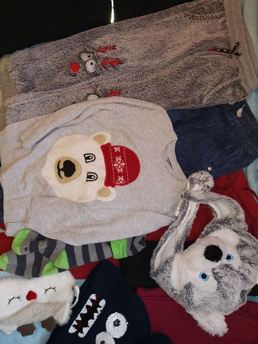 Lot hăinuțe băiețel, geacă, pantaloni groși, căciulă blană