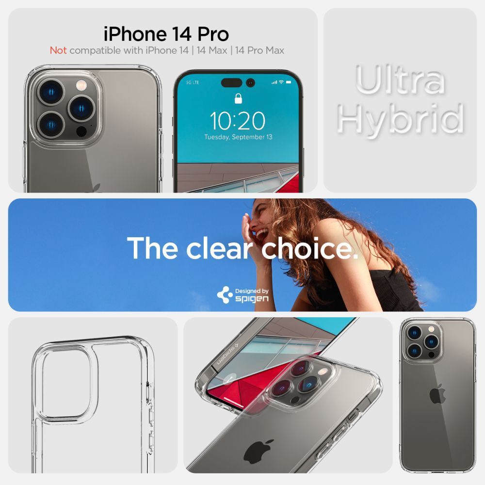 Калъф за iPhone 14 Pro/Pro Max, SPIGEN Ultra Hybrid прозрачен