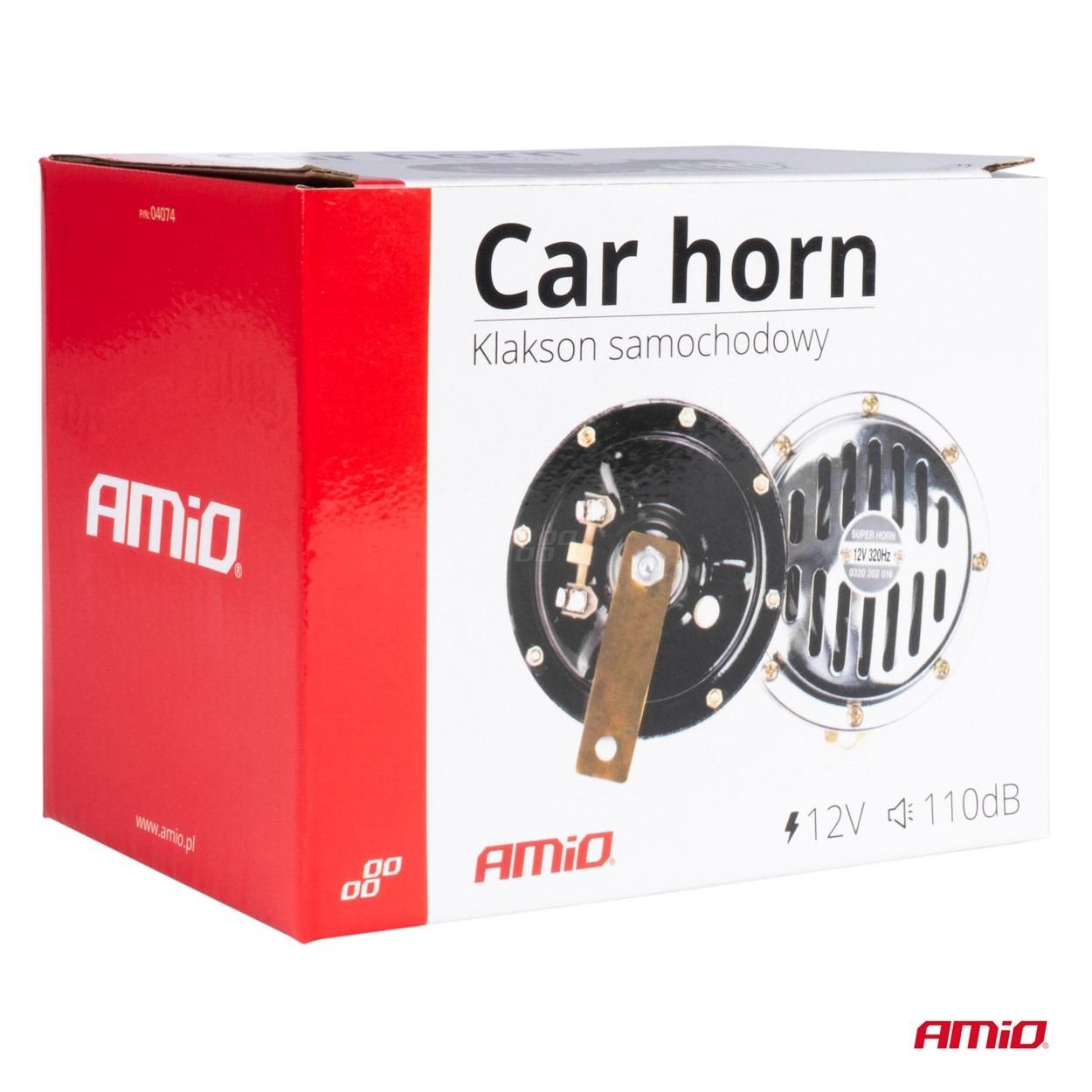 звуков сигнален клаксон хром 125 мм 12v amio-04074 1брой