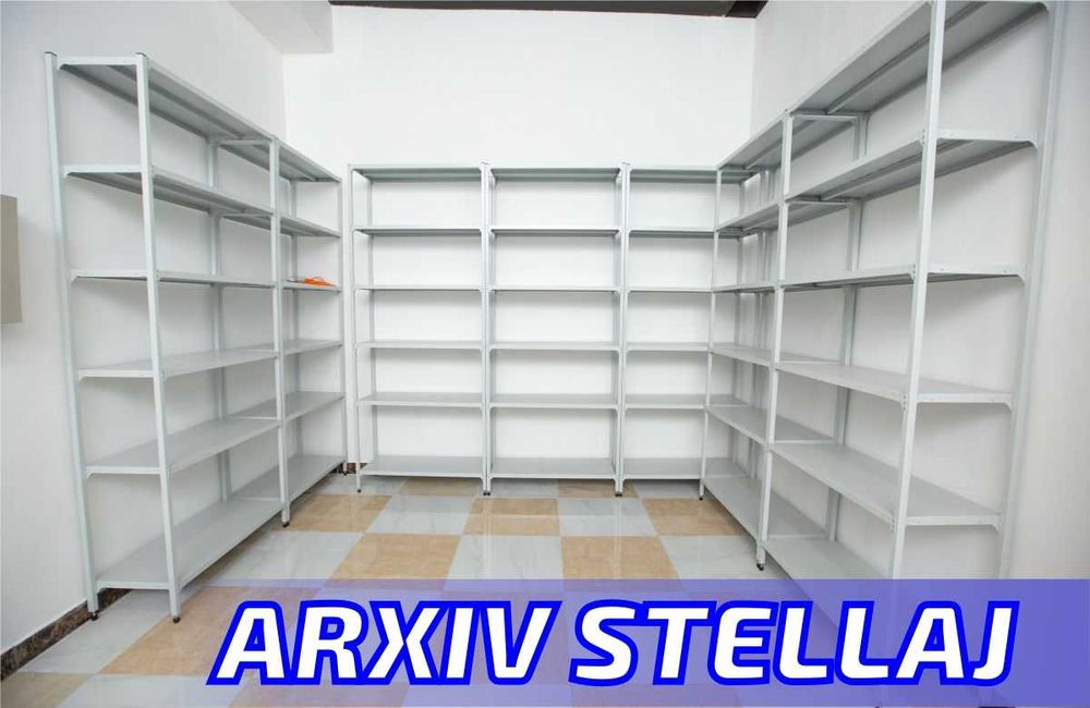 Arxiv stellaj, rafli metall tokchalar, ombor, архивный стеллаж