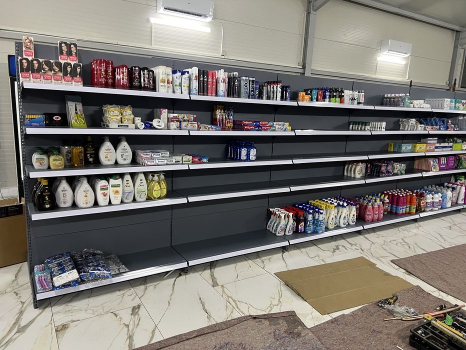 Rafturi metalice pentu supermaket antracit cu polite de 40cm