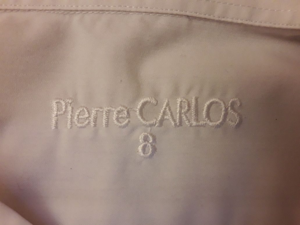 Рубашка на мальчика, белая, с длинным рукавом, Pierre CARLOS, 8 размер