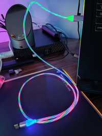 Cablu rgb mufa type c/micro usb/iphone