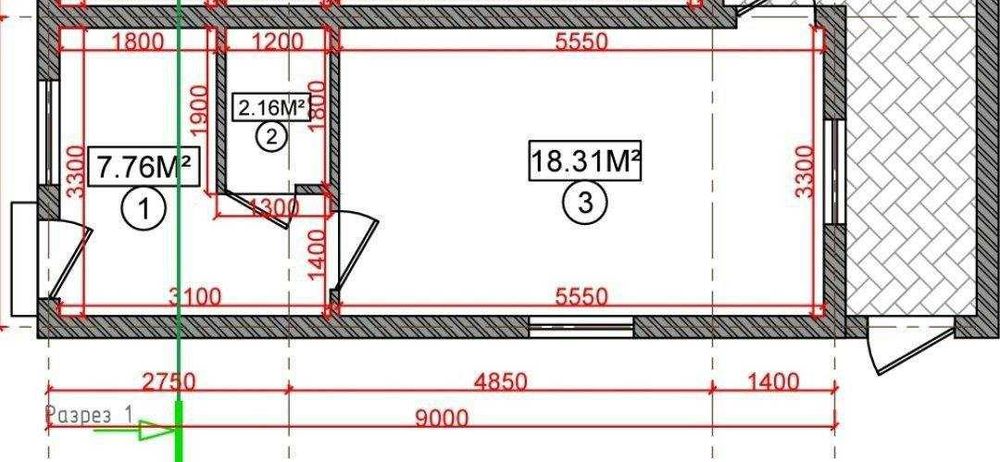 Продажа! 1 комн. 1/1 Новый коттедж. Рисовый базар. 25м2 Ремонт. Дворик
