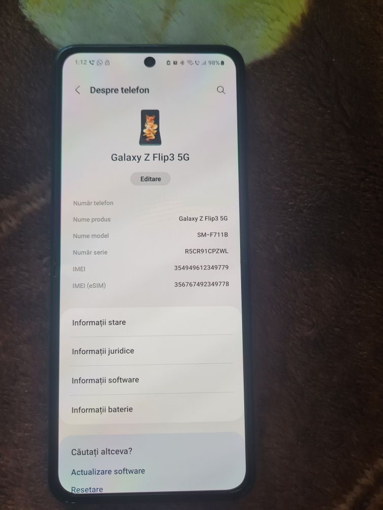 Samsung galaxy zflip3 5g (display schimbat recent)