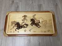 Картина с конями деревянная