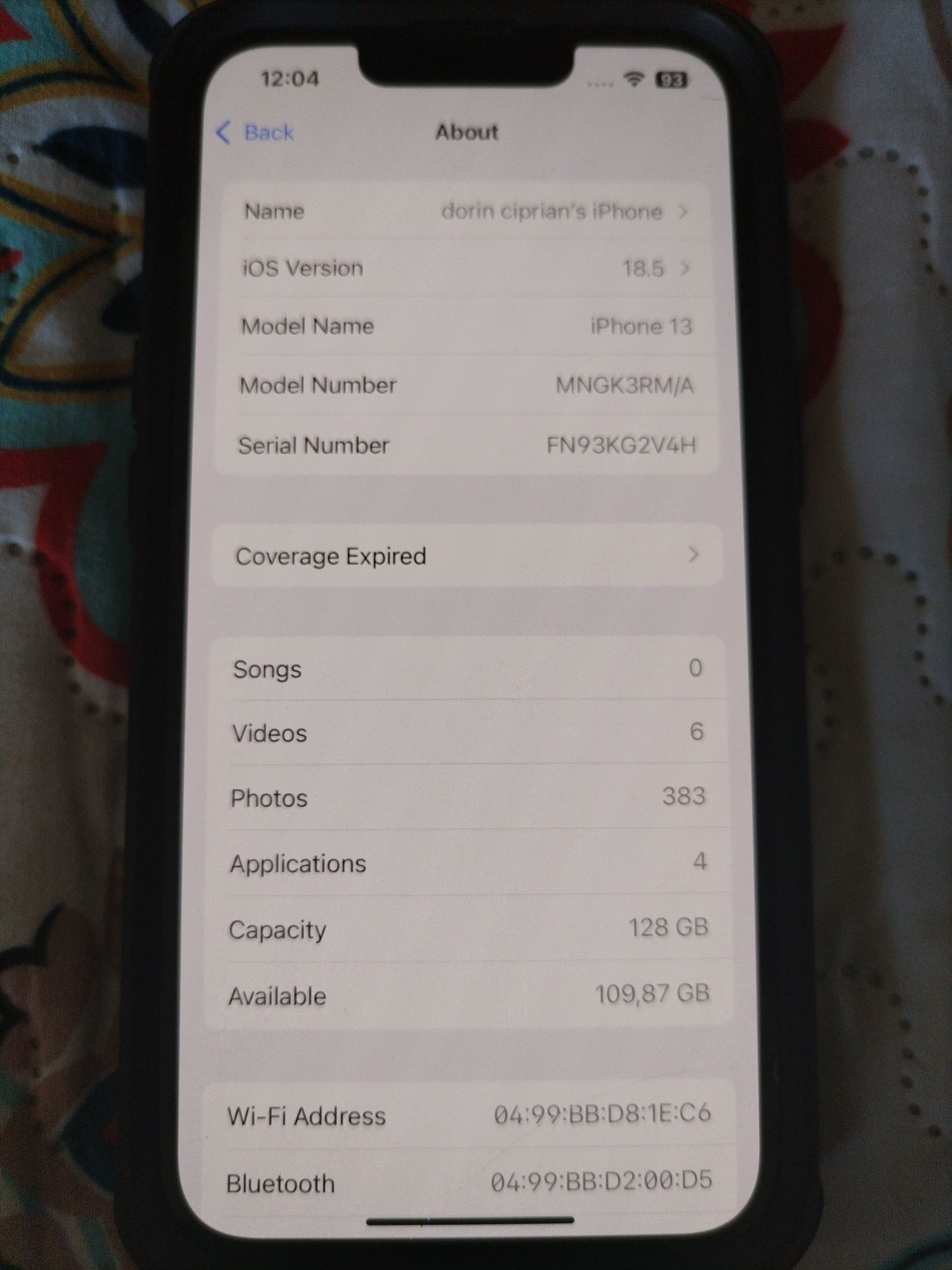 Telefon mobil IOS Apple IPhone 13 128 GB stare perfecta de functionare