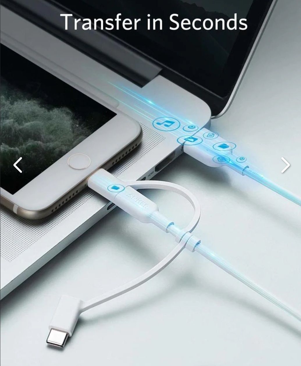 Cablu Anker Powerline II 3-în-1, cablu Lightning/Tip C/Micro USB