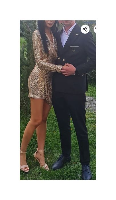 Rochie noua ZARA tip sacou paiete aurii