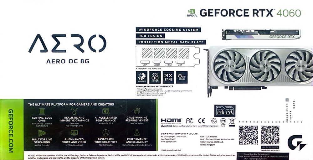 Placa video nVIDIA GEFORCE RTX 4060 AERO OC 8G!!! Sigilata !!!