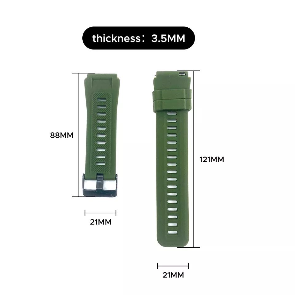 Bratara silicon 22mm neagra/gri/military Green smartwatch K22
