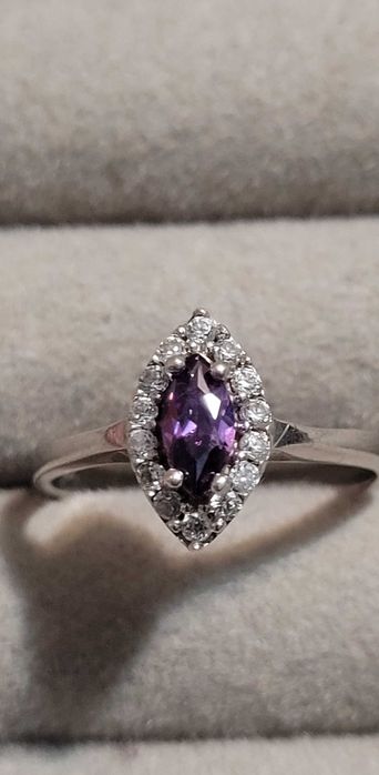 Inel argint cu ametist si zirconiu cubic