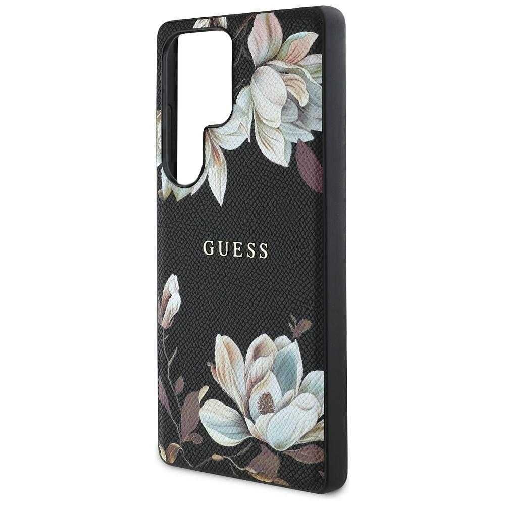 Guess Grained Flowers MagSafe за Samsung Galaxy S25 Ultra - Черен